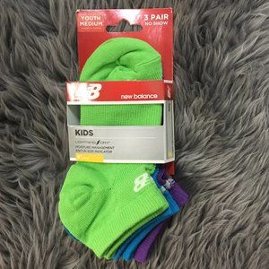 New Balance | Kid's  No Show Socks | Size Youth M | 3 Pack